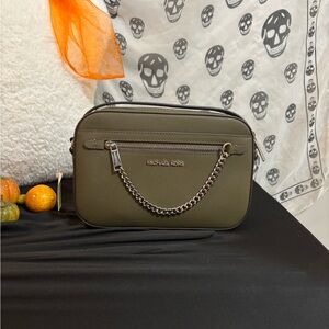 Michael Kors Khaki Crossbody Bag with Chain Detail